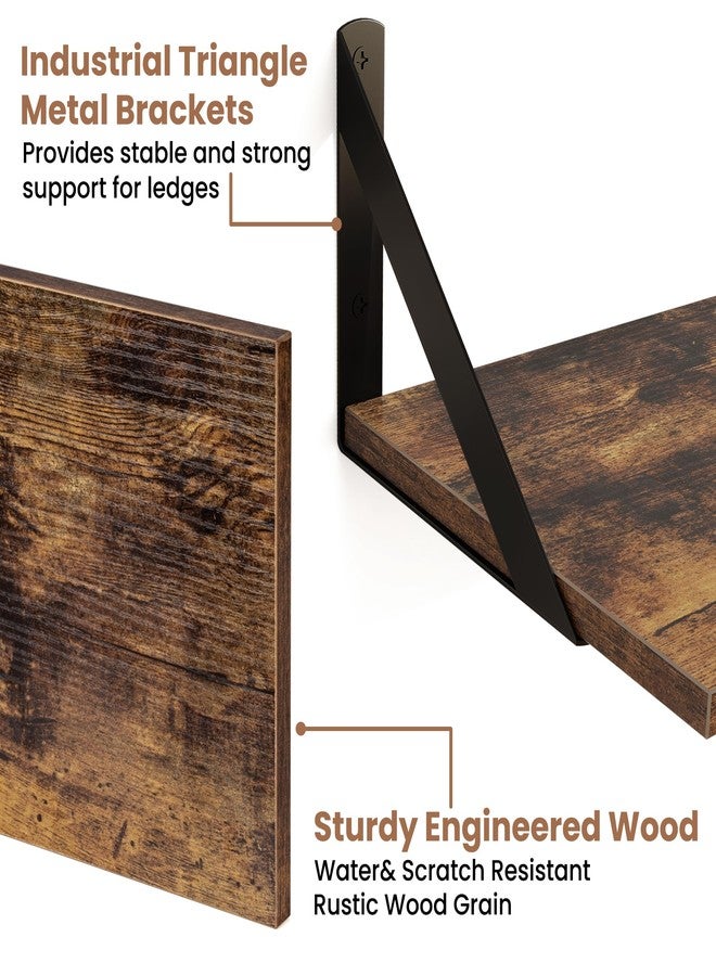 Axeman Rustic Floating Shelves for Wall, 16W x 8D Wood Floating Shelves Set of 2, 8'' Deep Wall Shelves for Bookshelf Living Room Bedroom Home Office Bathroom - Rustic Brown - Image 4