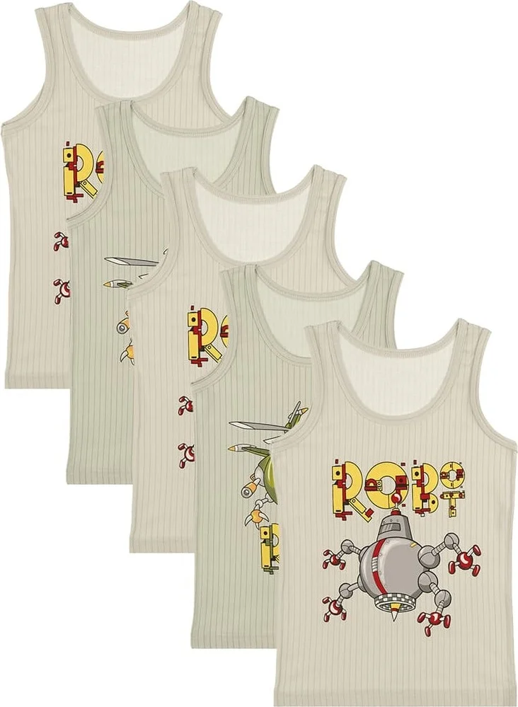 Donella 5-pack Color Robot Printed Boy Undershirt - 771142HT