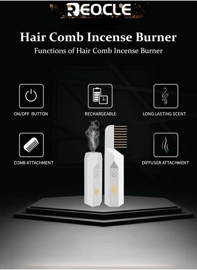 REOCLE Electric Comb Incense Portable Comb Replaces Comb Head Rechargeable Incense Sticks with Replaces Comb Head Unique & Creative Gift for Girls & Women - Image 4