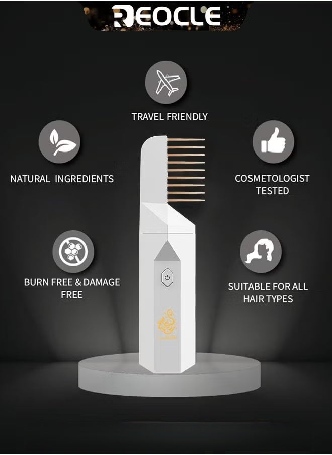 REOCLE Electric Comb Incense Portable Comb Replaces Comb Head Rechargeable Incense Sticks with Replaces Comb Head Unique & Creative Gift for Girls & Women - Image 2