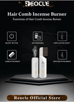 REOCLE Electric Comb Incense Portable Comb Replaces Comb Head Rechargeable Incense Sticks with Replaces Comb Head Unique & Creative Gift for Girls & Women  - Image 4