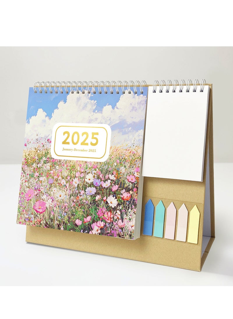 Generic Calendar 2025 Desk Standing Flip Calendars Daily Weekly Monthly Planner Table Schedule Office School Supplies Coil Calendar (Watercolor)  - Image 1