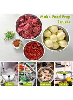 E-far E-far Mixing Bowls with Lids Set of 5, Stainless Steel Mixing Bowls Metal Nesting Bowls with Airtight Lids, Non-toxic & Dishwasher Safe, Great for Cooking, Baking, Serving - Size 0.7/1/1.5/3/4.6QT  - Image 5