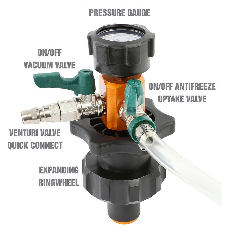 OEMTOOLS 24444 Cooling System Refiller AirEvac Kit, Quickly Refill Cooling Systems, Eliminate Trapped Air, Prevent Engine Damage, Universal Adapter, Leak Test, Includes 5 Bushings & Storage Case - Image 3