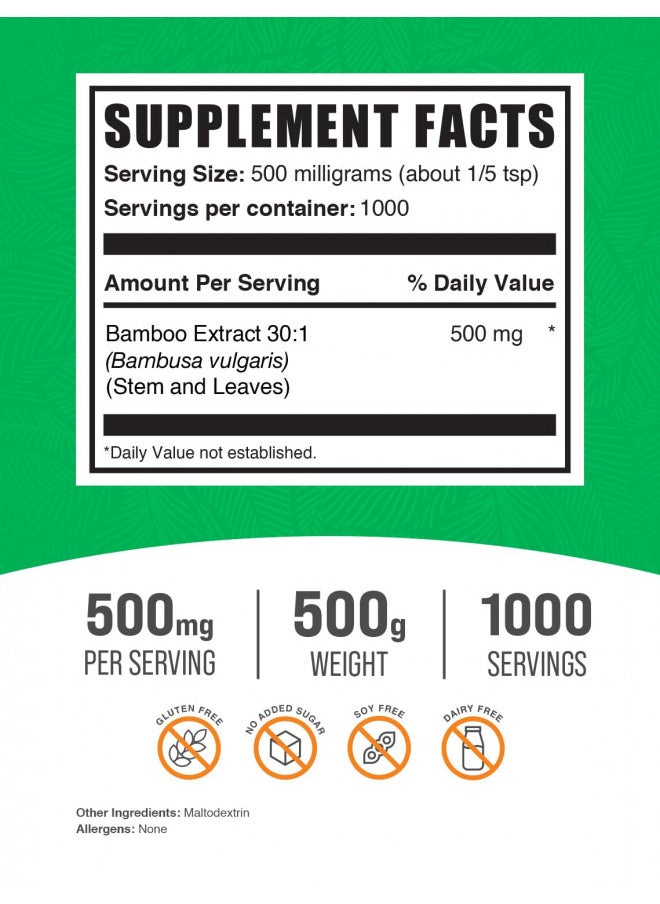BulkSupplements - Bamboo Extract Powder Silica Supplements From Bamboo Leaf And Stem Bamboo Powder For Bones 500Mg - Image 1