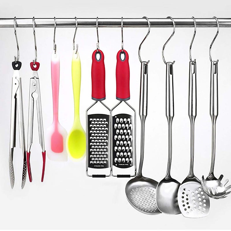 LISHINE 100 Pack 2.75 Inch S Hooks Stainless Steel S Shaped Hooks Heavy Duty S Hooks For Hanging Pans And Pots Coffee Cups Clothes Plant Jean Silver - Image 4