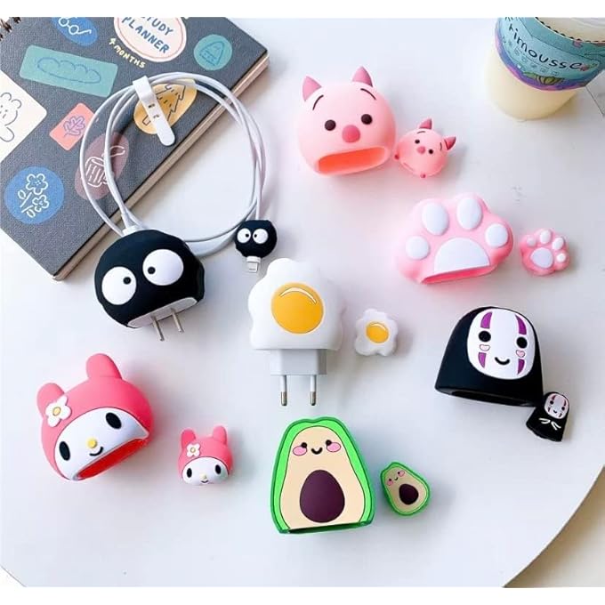 Apple ™ CUTE FUNNY PROTECTIVE CASE FOR APPLE 20W/18W USB-C, USB - A, POWER ADAPTER CHARGERS AND USB LIGHTNING CABLE (4 IN 1) (ICE CREAM) - Image 2