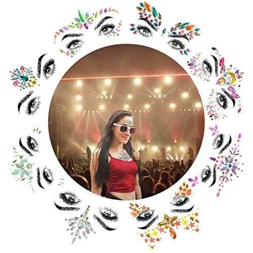 SHINEYES 8 Pc Music Rave Face Jewels: Rhinestone Crystal Gems for Eyes, Body & More - Image 2
