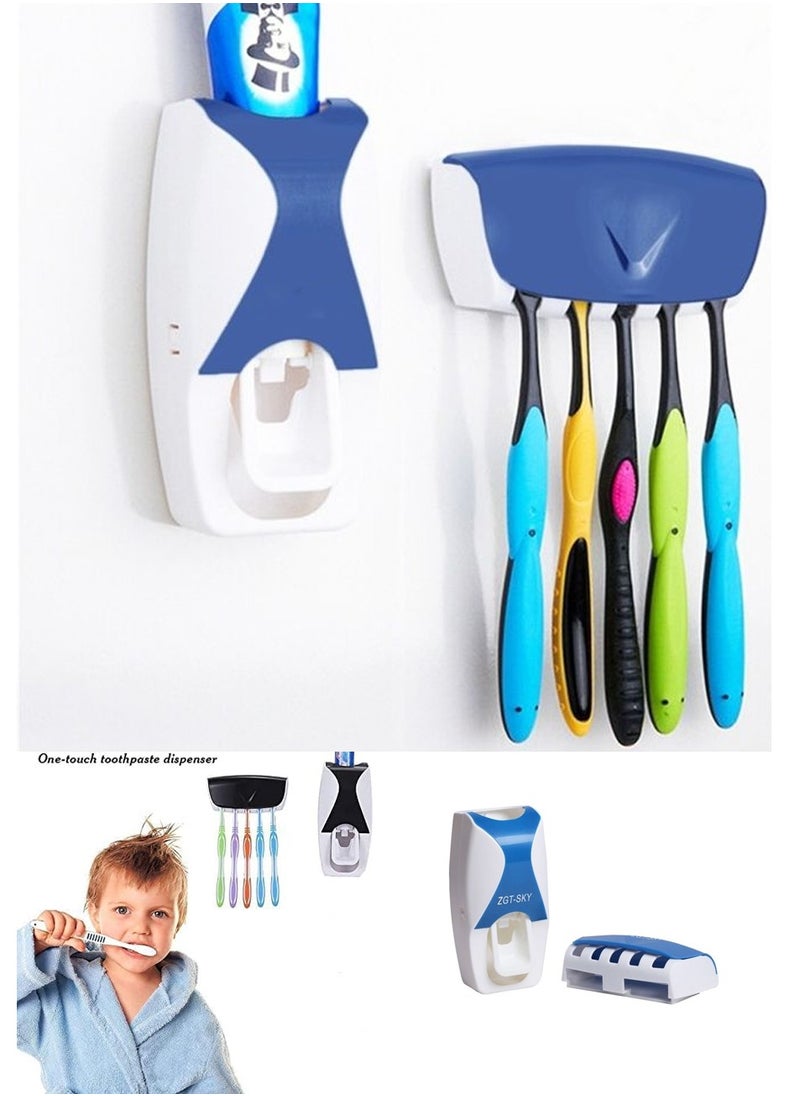 co arma Automatic Toothpaste Dispenser with 5 Toothbrush Holder Self Adhesive Multicolor  - Image 1