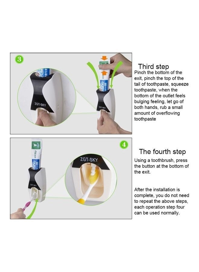 co arma Automatic Toothpaste Dispenser with 5 Toothbrush Holder Self Adhesive Multicolor  - Image 3
