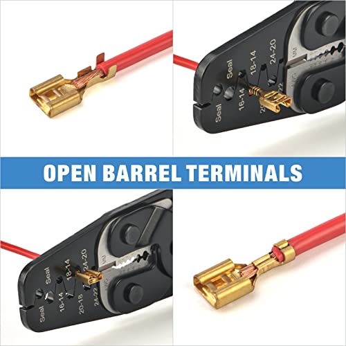 IWISS iCrimp IWC-1424AB Wire Crimping Tool for Weather Pack Terminals, Metri Pack Connectors, Open Barrel Terminals, Stamped Contacts with Built-in Wire Stripper and Wire Cutter - Image 5
