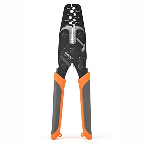 IWISS iCrimp IWC-1424AB Wire Crimping Tool for Weather Pack Terminals, Metri Pack Connectors, Open Barrel Terminals, Stamped Contacts with Built-in Wire Stripper and Wire Cutter - Image 1