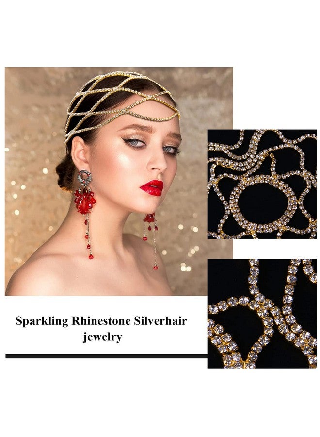 Vijiv 1920S Flapper Headpiece For Women Roaring 20S Great Gatsby Accessories Crystal Rhinestone Head Pieces Wedding Headbands For Bride Gold - Image 3