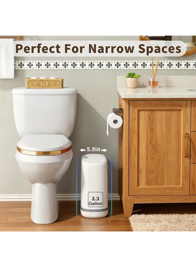 Spreezy Small Bathroom Trash Can with Lid, 2.3 Gallon Small Trash Can with 5 Roll of Trash Bag, Pneumatic Garbage Can for Kitchen, Living Room, Office - Image 2