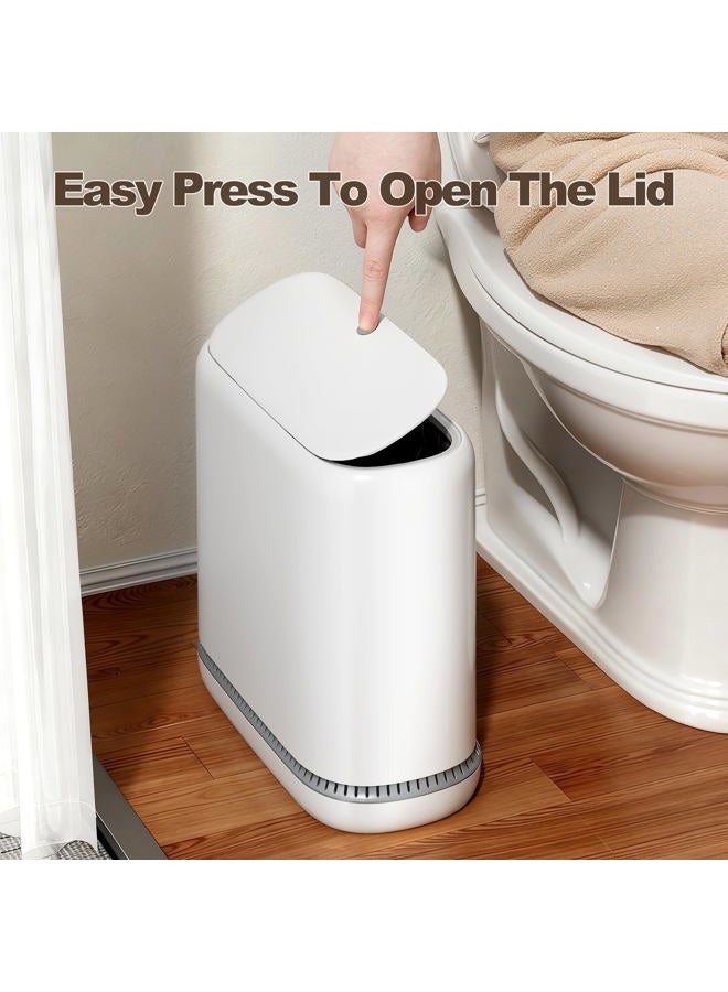 Spreezy Small Bathroom Trash Can with Lid, 2.3 Gallon Small Trash Can with 5 Roll of Trash Bag, Pneumatic Garbage Can for Kitchen, Living Room, Office - Image 4