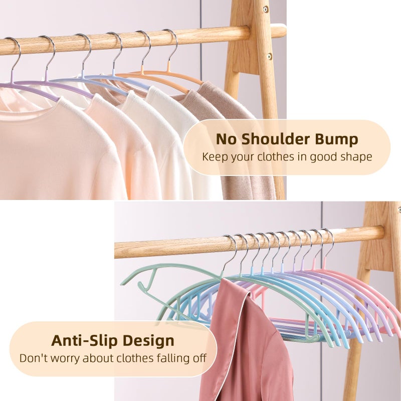 MOPALL Clothes Hanger 14 Pack, Sweater Hangers No Shoulder Bump, 16.5 inch Wide Heavy Duty Coat Hangers for Closet, Non Slip PVC-Coating Metal Hangers for Sweaters,Suits,Dresses,Jackets,Pants,Shirt - Image 4