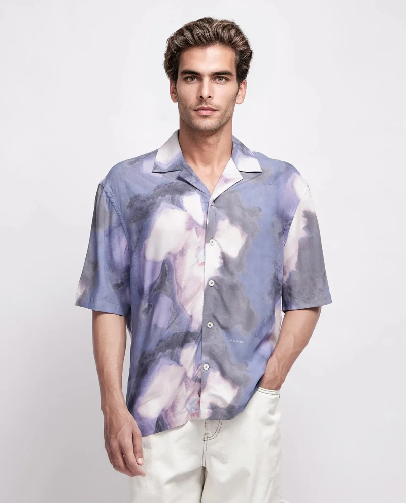 Rare Rabbit Men's Abstract Print Boxy Fit Shirt