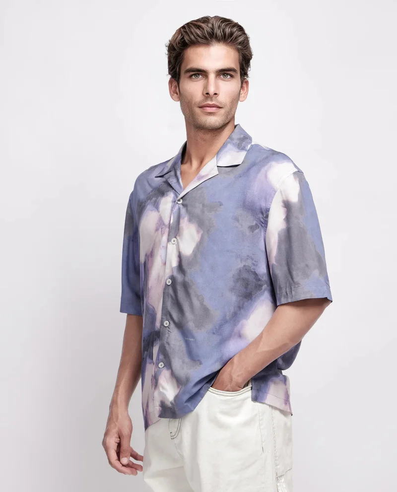 Rare Rabbit Men's Abstract Print Boxy Fit Shirt