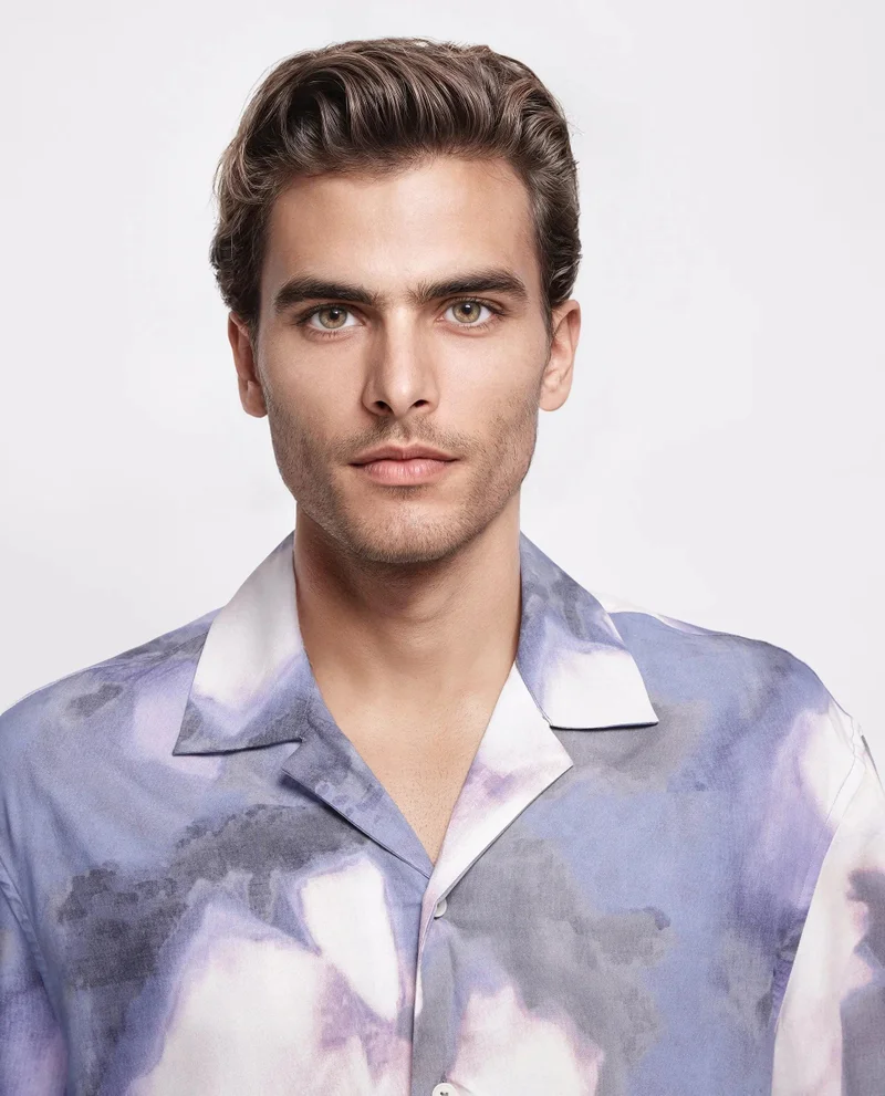 Rare Rabbit Men's Abstract Print Boxy Fit Shirt