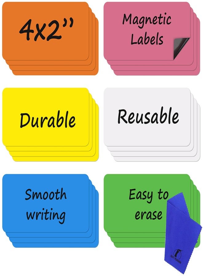 Navy Penguin Dry Erase Magnets Set - 24 Pack - 4x2 in Whiteboard Magnetic Notes Planning Pads Labels - Small White Board Magnet Strips Name Tags for Home and Office - Image 1