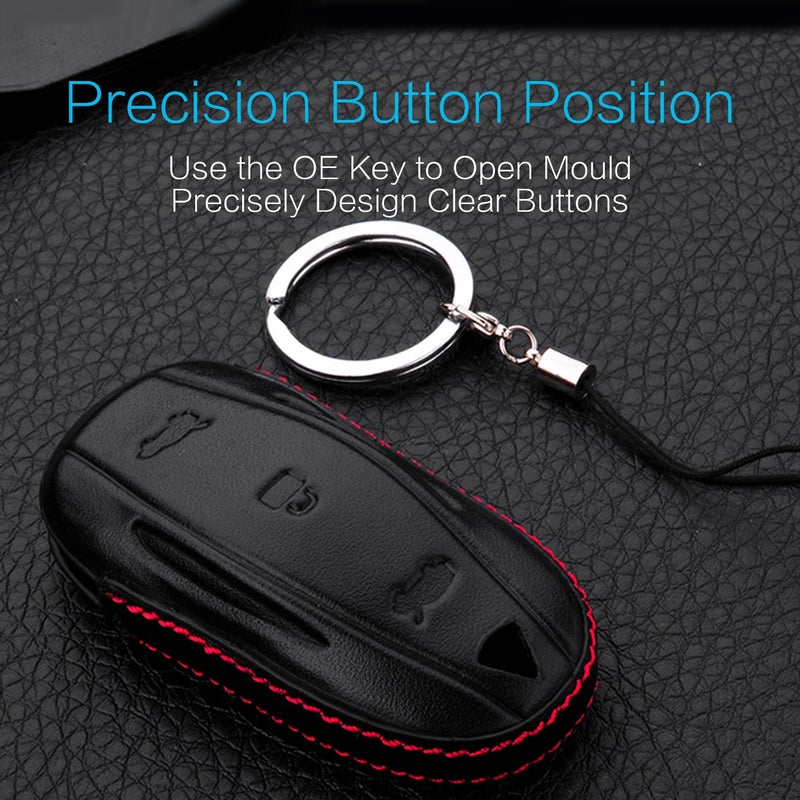 MECHCOS Compatible with Tesla Model S 3 Y Key Fob Cover Case Sleeve Leather Car Remote Shell Bag Keychain Holder - Image 2