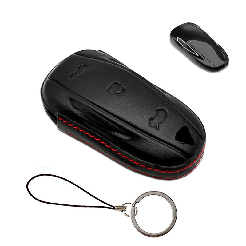 MECHCOS Compatible with Tesla Model S 3 Y Key Fob Cover Case Sleeve Leather Car Remote Shell Bag Keychain Holder - Image 1