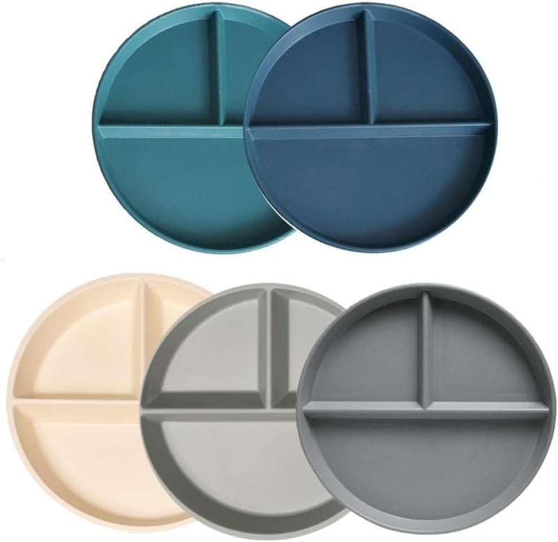 HZYH 5 PCS Unbreakable Divided Plates for Adults 9in, Divided Design, Lightweight Portion Plates For Weight Loss Adults, BPA Free and Healthy - Image 1