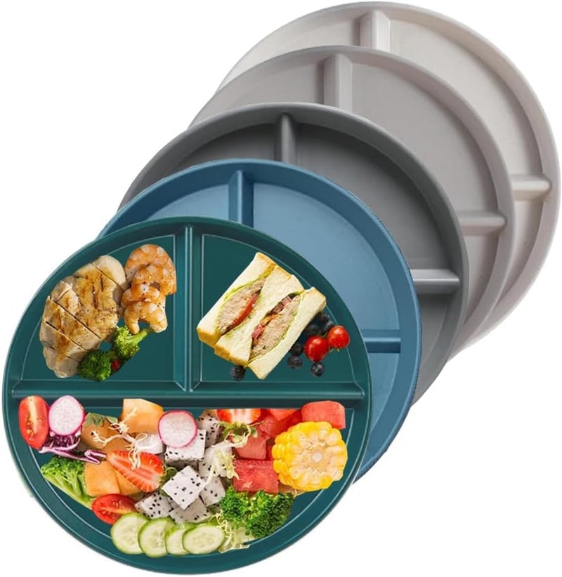 HZYH 5 PCS Unbreakable Divided Plates for Adults 9in, Divided Design, Lightweight Portion Plates For Weight Loss Adults, BPA Free and Healthy - Image 3