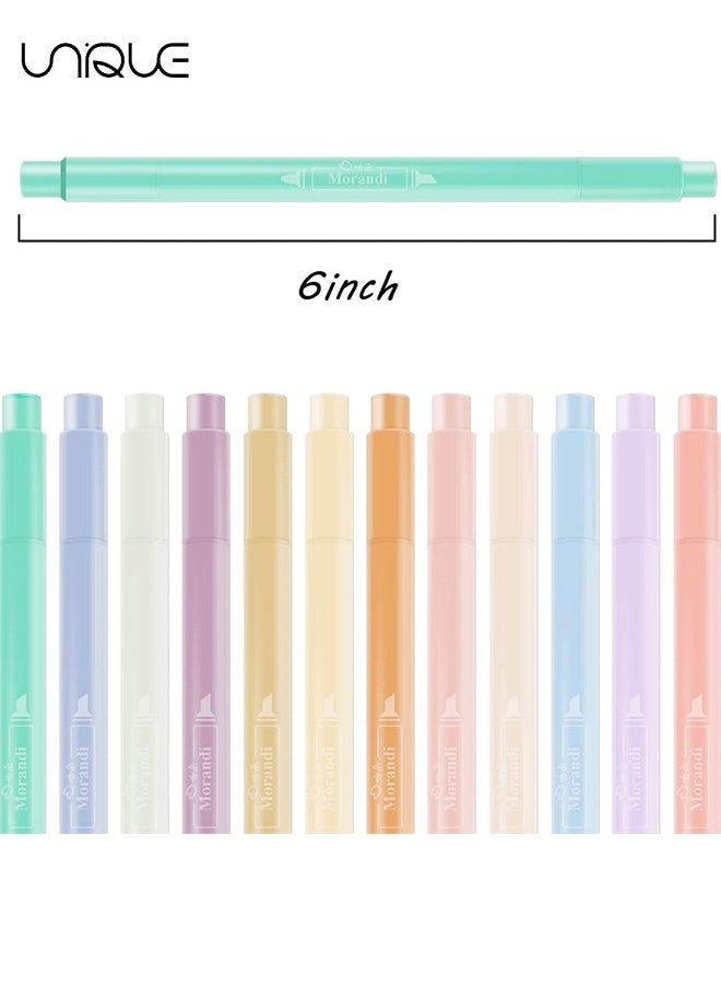 Unique Aesthetic Highlighters, 12 Pcs Dual Tip Highlighters Assorted Colors No Bleed Dry Fast Easy to Hold, Pastel Highlighters Marker Pens for Journal Bible Planner Notes School Office Supplies  - Image 2