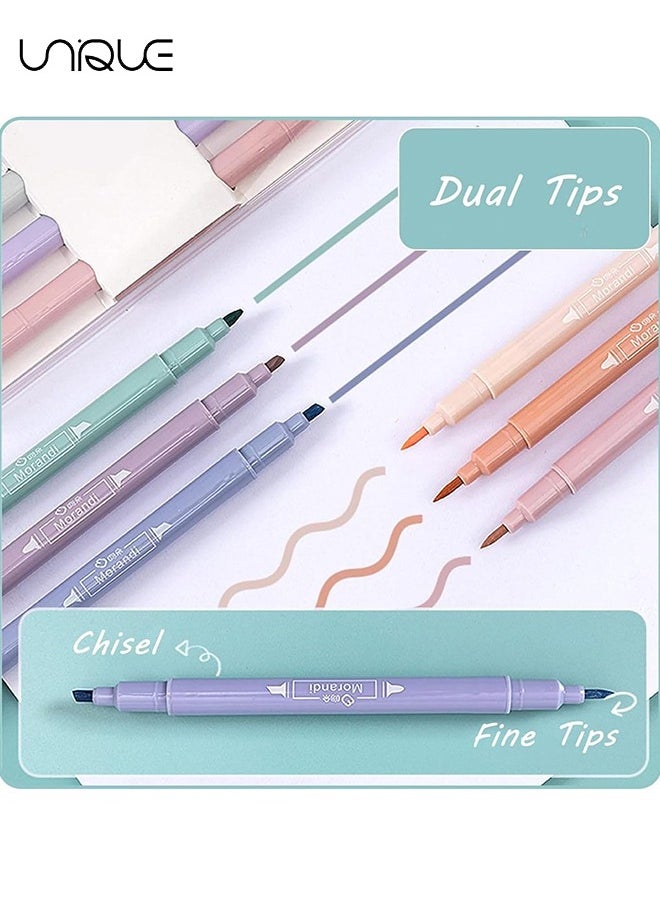 Unique Aesthetic Highlighters, 12 Pcs Dual Tip Highlighters Assorted Colors No Bleed Dry Fast Easy to Hold, Pastel Highlighters Marker Pens for Journal Bible Planner Notes School Office Supplies  - Image 3