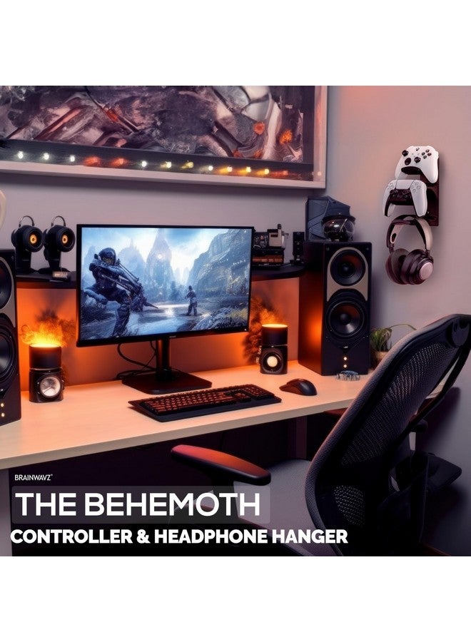 BRAINWAVZ The Behemoth - Dual Game Controller & Headphone Stand Wall Mount Holder - Designed For All Gamepads & Headsets - Image 2