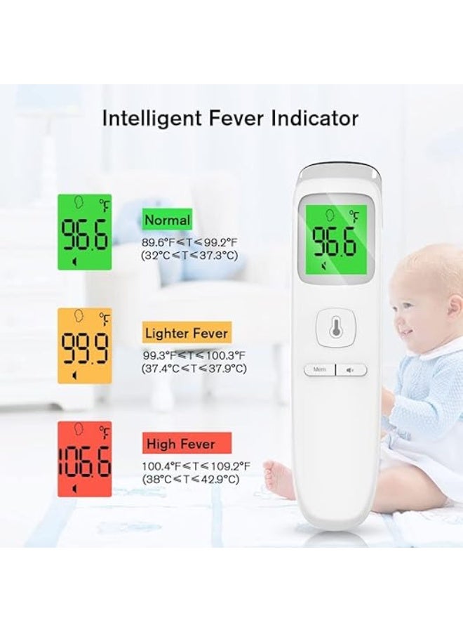 SKT Shiketro No-Touch Forehead Thermometer for Adults, Infrared Digital Thermometers for Kids, Touchless Baby Thermometer, Accurate Reading with Large Display, Mute Mode, Memory Recall, Fever Alarm (white) - Image 2