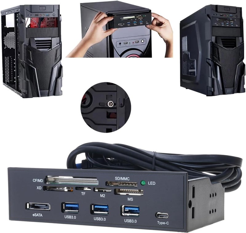 لوحة أمامية لقارئ بطاقات USB3.0 سريع السرعة مع تصميم مدمج لاستخدام مجموعات متنوعة من البطاقات ونقل البيانات - Image 2