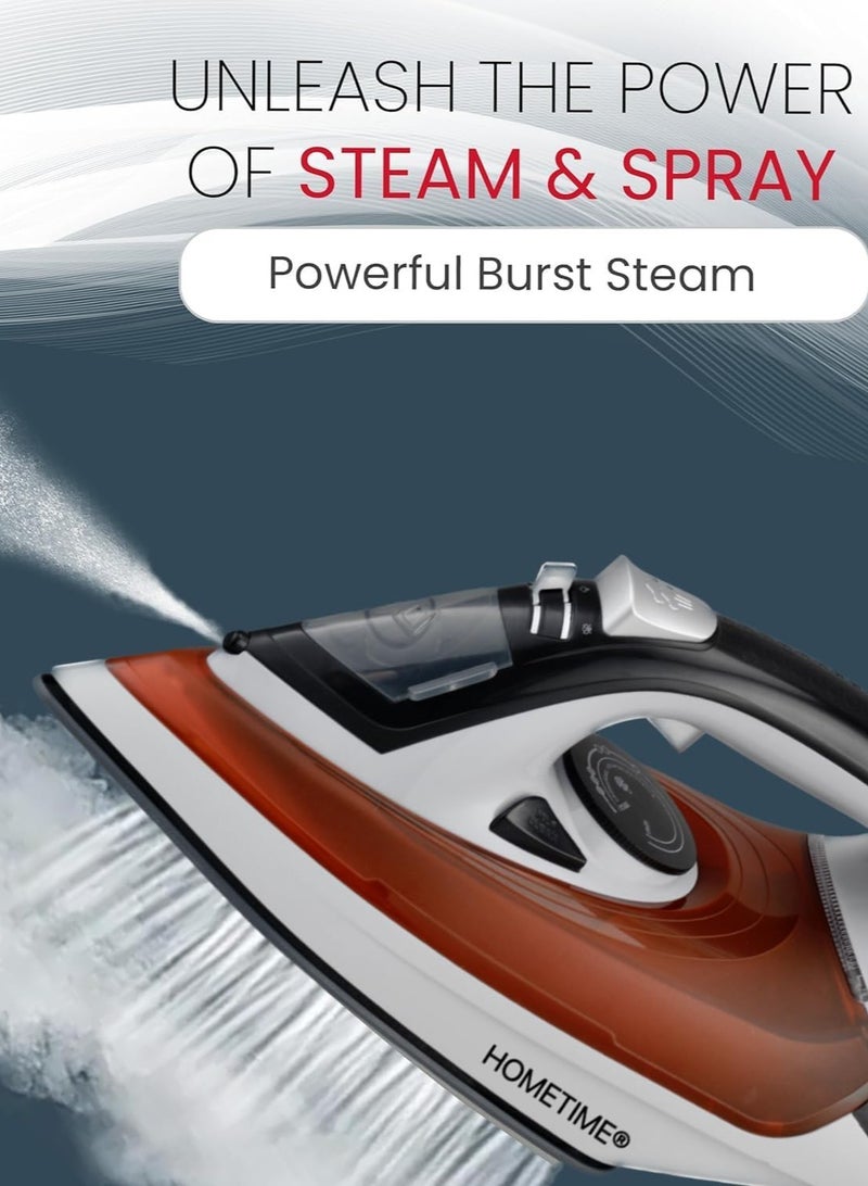 Wtrtr HOMETIME 2200W Steam Iron,Ceramic Coated Sole plate,1 Years Warranty.111-B (Brown)  - Image 3