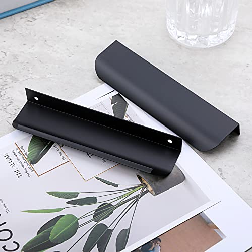 Malimali 5 Pack Black Finger Edge Pulls for Cabinets 6" Drawer Pulls Kitchen Cabinet Handles Modern Aluminum Concealed Tab Pulls for Closet Door, Matte Black - Image 5