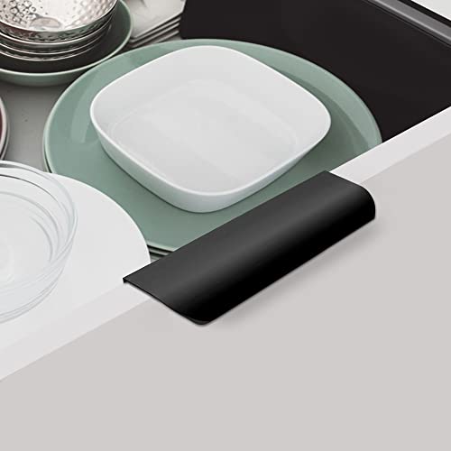 Malimali 5 Pack Black Finger Edge Pulls for Cabinets 6" Drawer Pulls Kitchen Cabinet Handles Modern Aluminum Concealed Tab Pulls for Closet Door, Matte Black - Image 4
