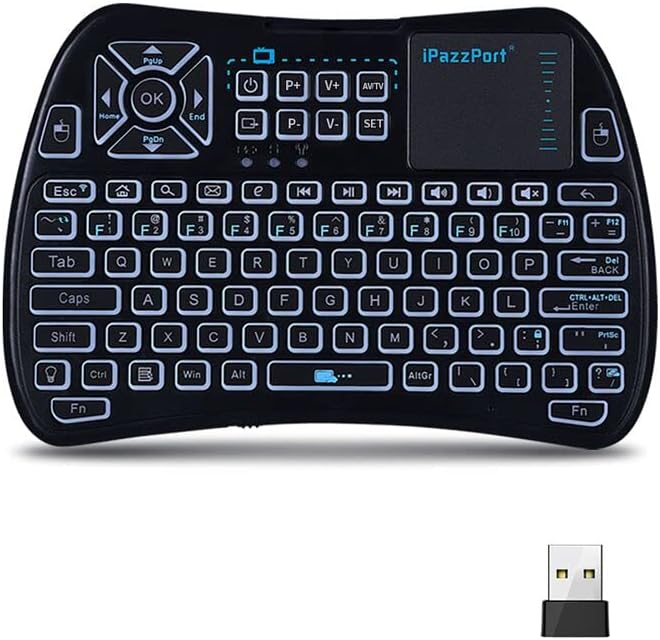 iPazzPort Bluetooth Mini Keyboard (IR Learning) Touchpad Mouse, Backlit 2.4GHz Wireless Keypad Remote Controller for Tablets, Smart TV,Fire Stick, Android TV Box KP-61SM (Bluetooth and 2.4G) - Image 1