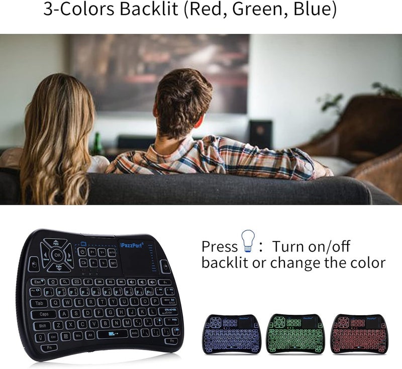 iPazzPort Bluetooth Mini Keyboard (IR Learning) Touchpad Mouse, Backlit 2.4GHz Wireless Keypad Remote Controller for Tablets, Smart TV,Fire Stick, Android TV Box KP-61SM (Bluetooth and 2.4G) - Image 5