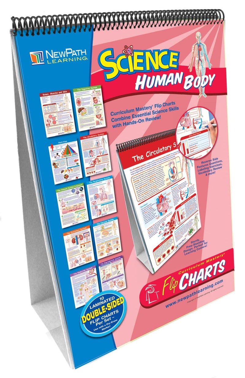 NewPath Learning 10 Piece Human Body Science Curriculum Mastery Flip Chart Set Grade 610