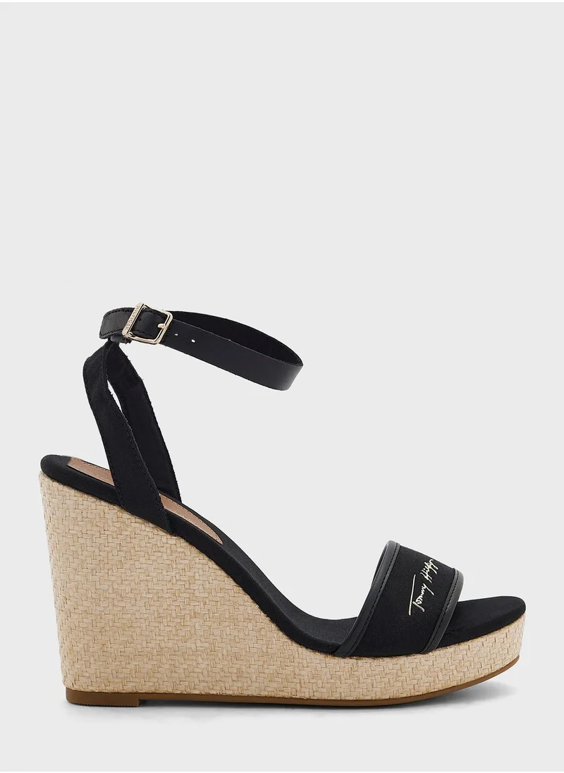 TOMMY HILFIGER Signature Ankle Strap Wedge Sandals