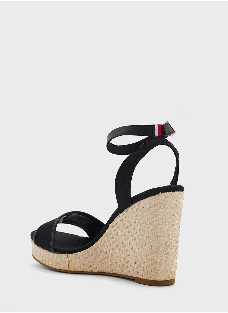 TOMMY HILFIGER Signature Ankle Strap Wedge Sandals
