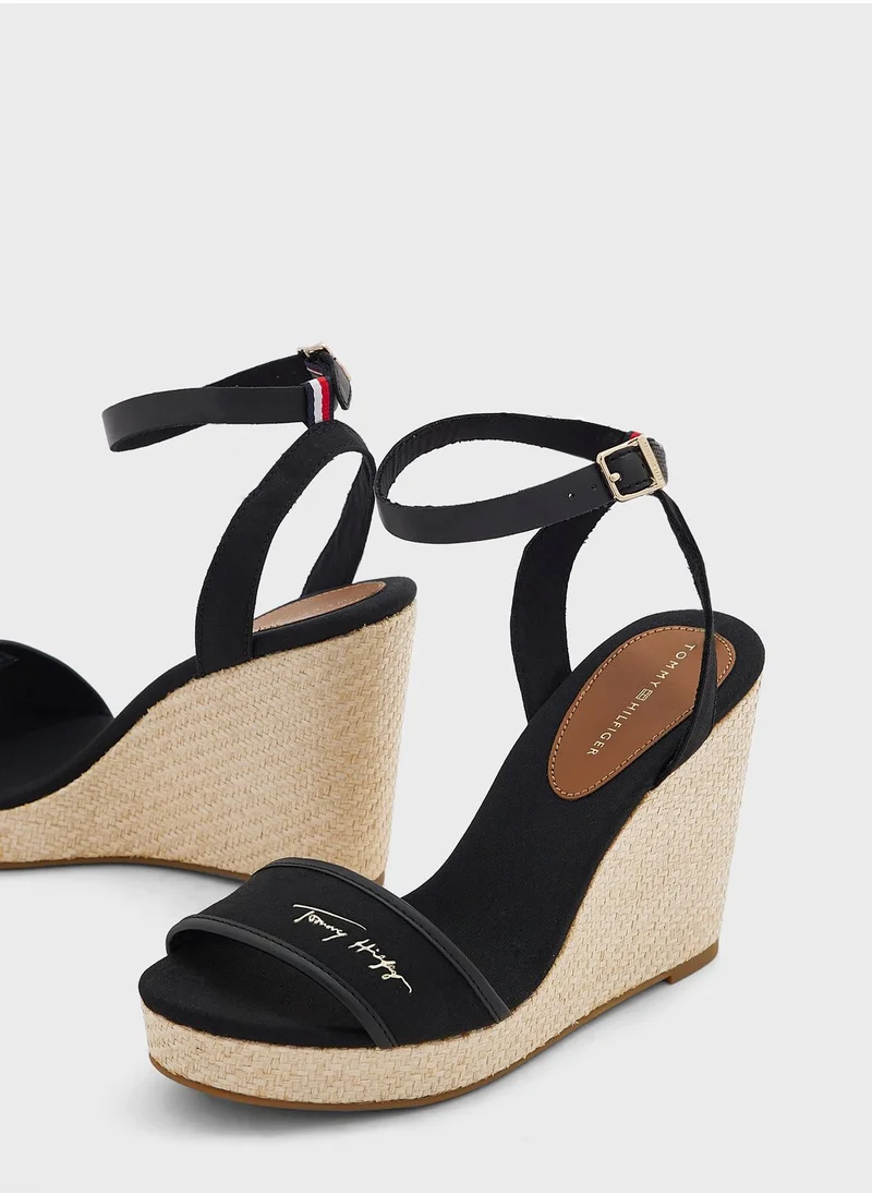 TOMMY HILFIGER Signature Ankle Strap Wedge Sandals