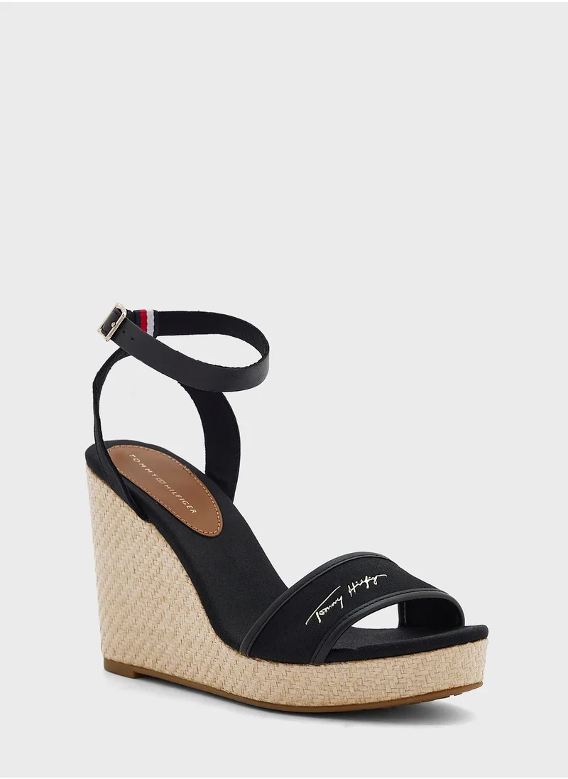 TOMMY HILFIGER Signature Ankle Strap Wedge Sandals