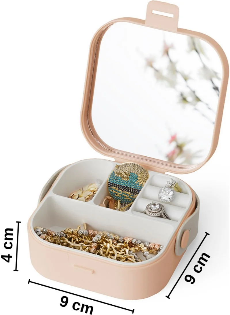 بييف House By House Mini Makeup Jewelry Box with Mirror Inside Bag Orange