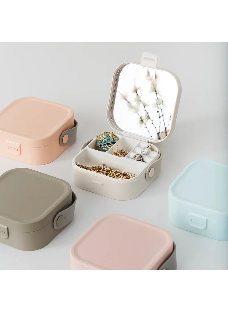بييف House By House Mini Makeup Jewelry Box with Mirror Inside Bag Orange