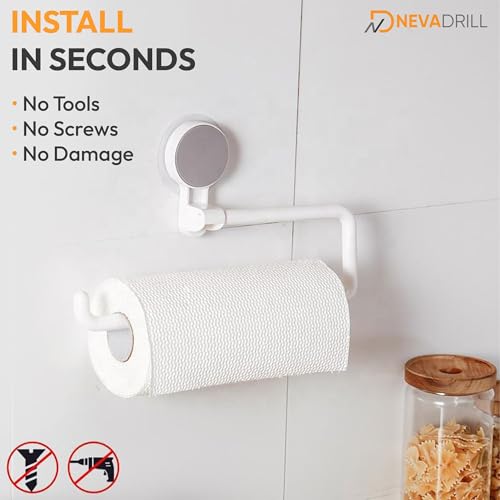 NEVADRILL Kitchen Towel Holder, Magic Sticker Self Adhesive Multifunctional Paper Towel Holder, Napkin Holder for Kitchen, Under Cabinet, Over the Sink, Organizer Rack for Paper Towel Roll [NR-1334] - Image 4