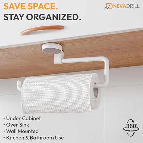 NEVADRILL Kitchen Towel Holder, Magic Sticker Self Adhesive Multifunctional Paper Towel Holder, Napkin Holder for Kitchen, Under Cabinet, Over the Sink, Organizer Rack for Paper Towel Roll [NR-1334] - Image 3