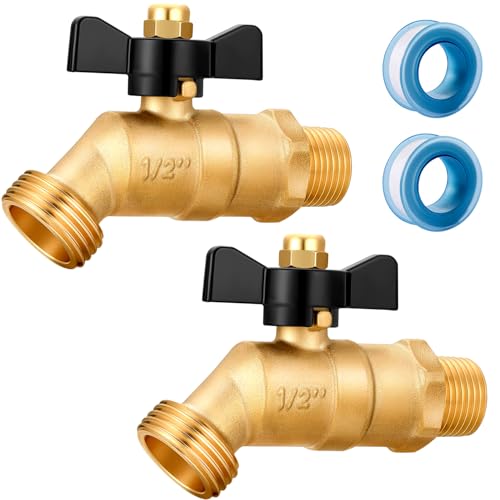 YELUN Brass Ball Valve Full Flow 12 Male NPT inlet Connection with 34 Male GHT water hose outlet HeavyBrass Faucet for gardens and patios 12 inlet Butterfly 2PCS - Image 1