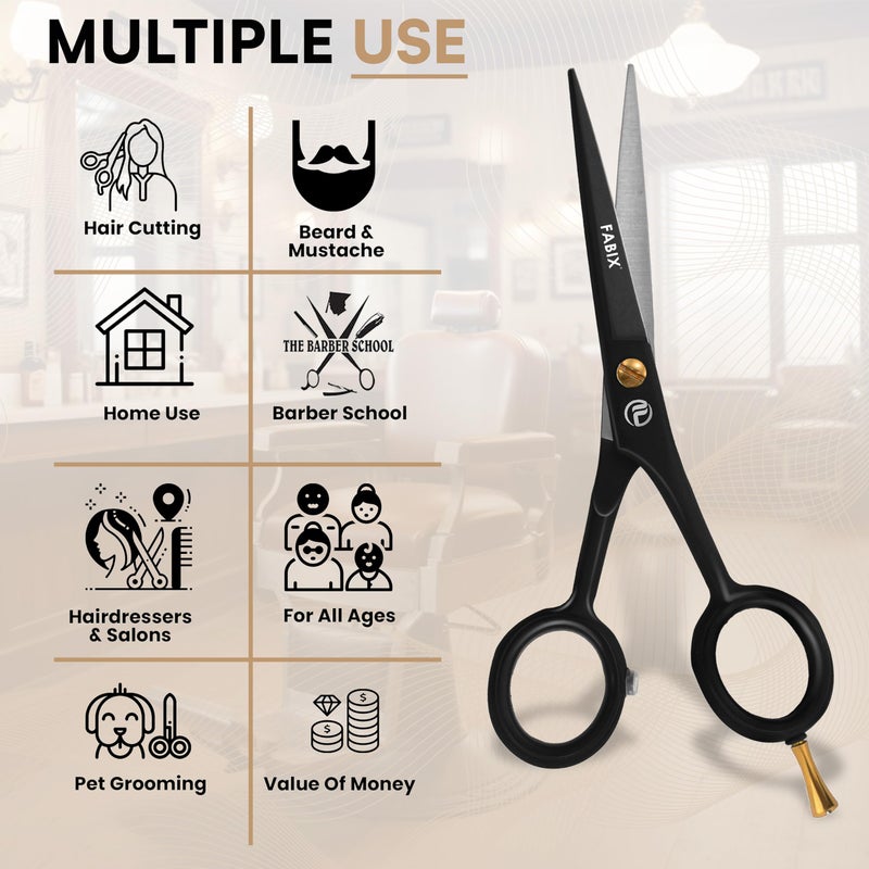 Fabix 5â€ Professional Beard Mustache Scissors with 1 Beard Comb, 1 Mustache Comb and Travel Pouch - Perfect Beard Trimming Scissors for All Facial Hair Scissors - Grooming Scissors - Image 4