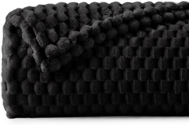 BEDELITE BEDELITE Fleece Throw Blanket for Couch & Bed - 3D Jacquard Decorative Black Blanket  Super Soft and Cozy Warm Fuzzy Blanket All Seasons Suitable  50x60Inches  - Image 2
